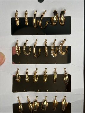 Gold Hoop Earring Set - 12-Pair Women's Jewelry